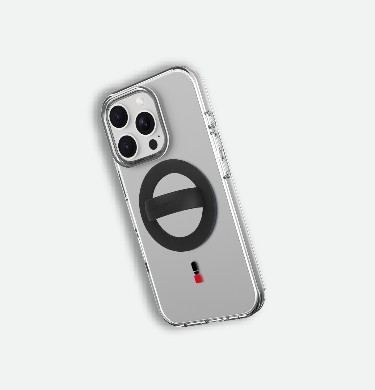 Premium black magnetic liquid silicone phone grib on iPhone 16 pro