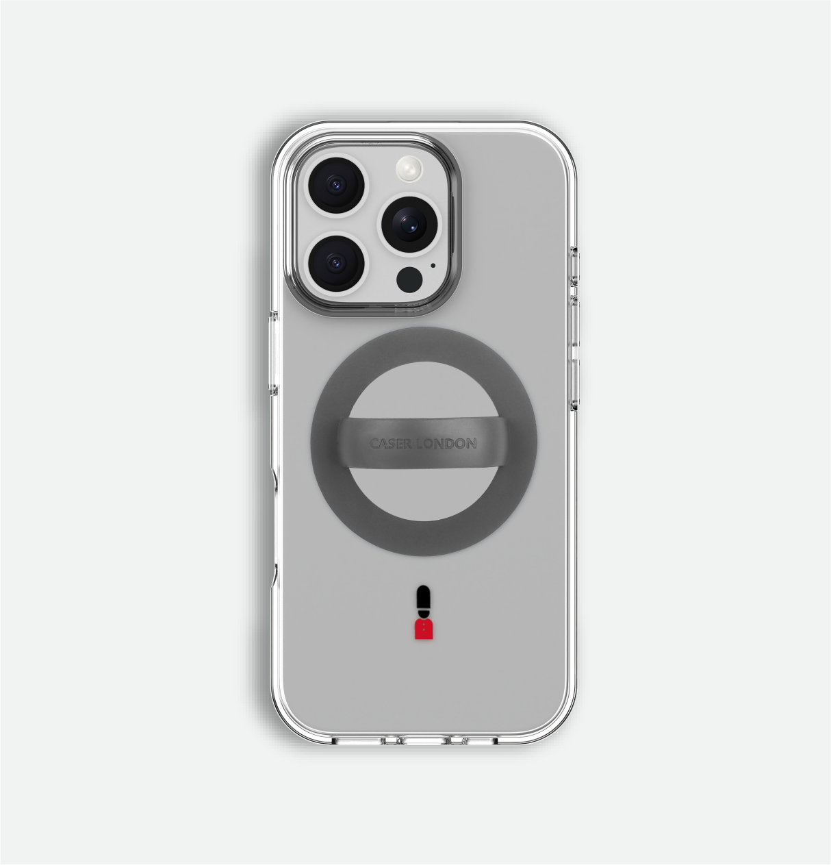 Premium grey magnetic liquid silicone phone grib on iPhone 16 pro