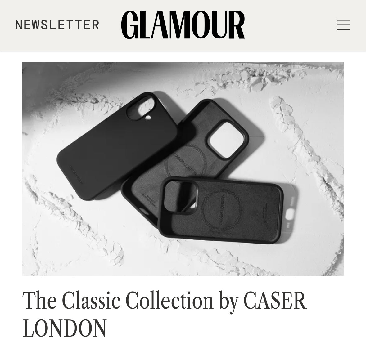 CASER LONDON Glamour collaboration with the classic collection in black for iPhone 16 series