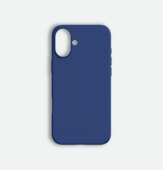 Blue liquid silicone iphone 16 case with magafe charging ring