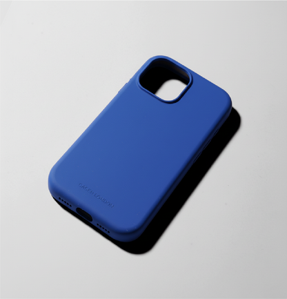 Blue liquid silicone iphone 16 pro case with magafe charging ring