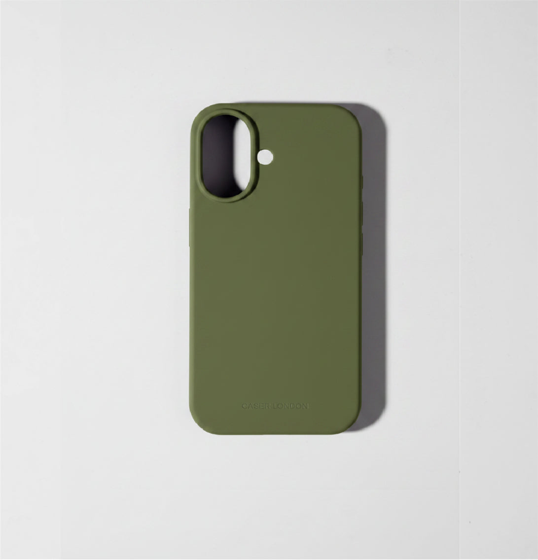 Green liquid silicone iphone 17 case with MagSafe charging ring