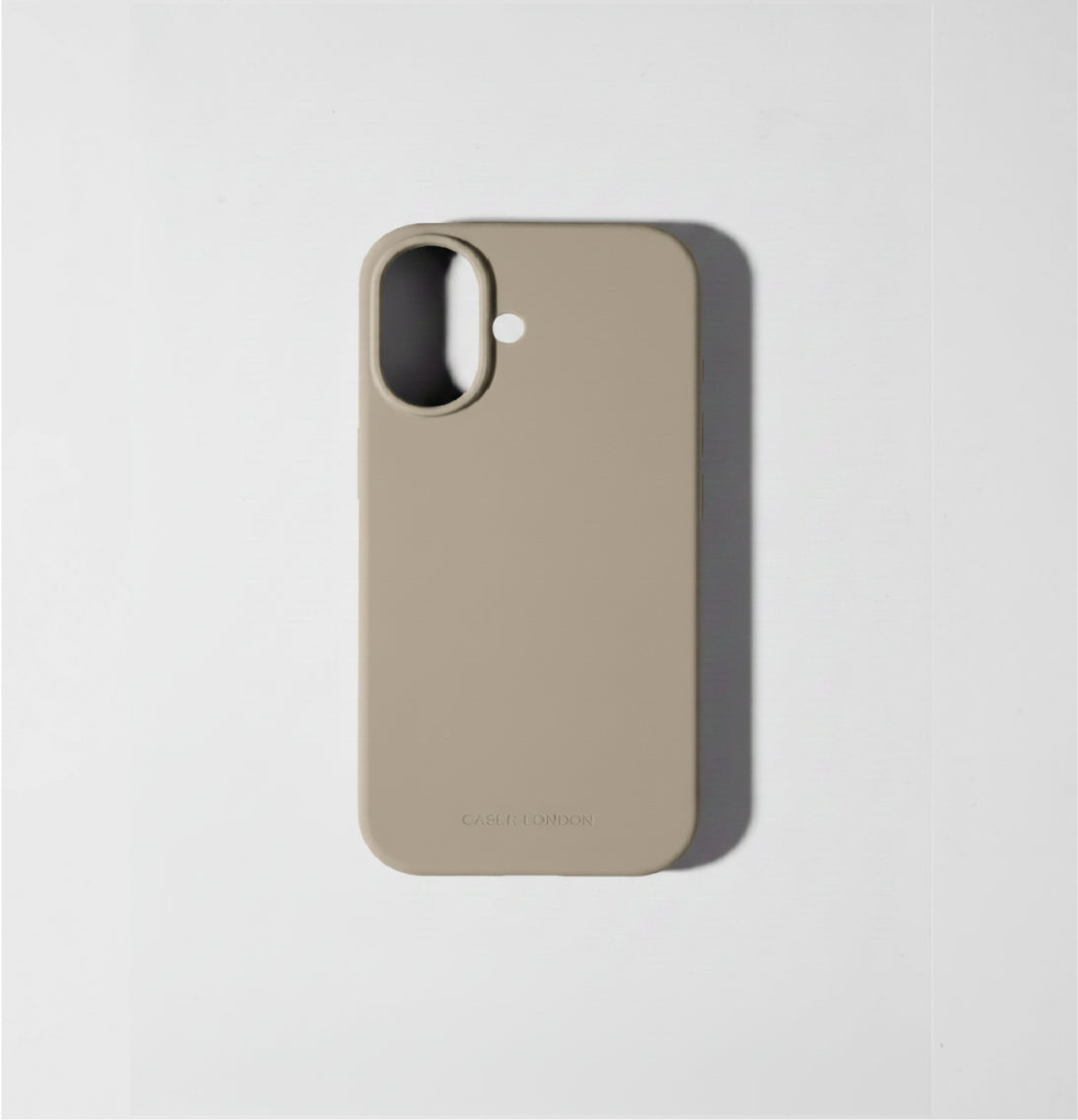 Light brown liquid silicone iPhone 17 case with MagSafe charging ring
