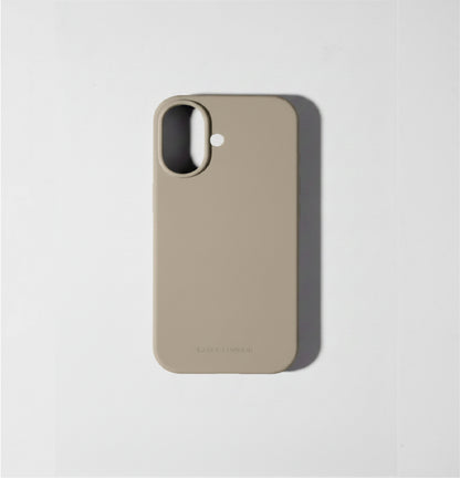 Light brown liquid silicone iPhone 17 case with MagSafe charging ring