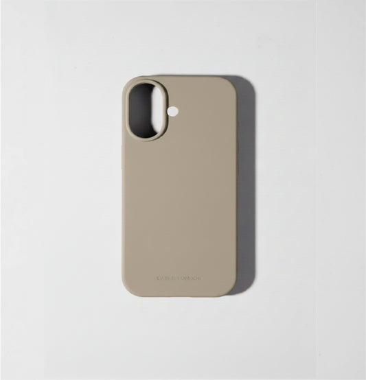 Light brown liquid silicone iPhone 17 case with MagSafe charging ring