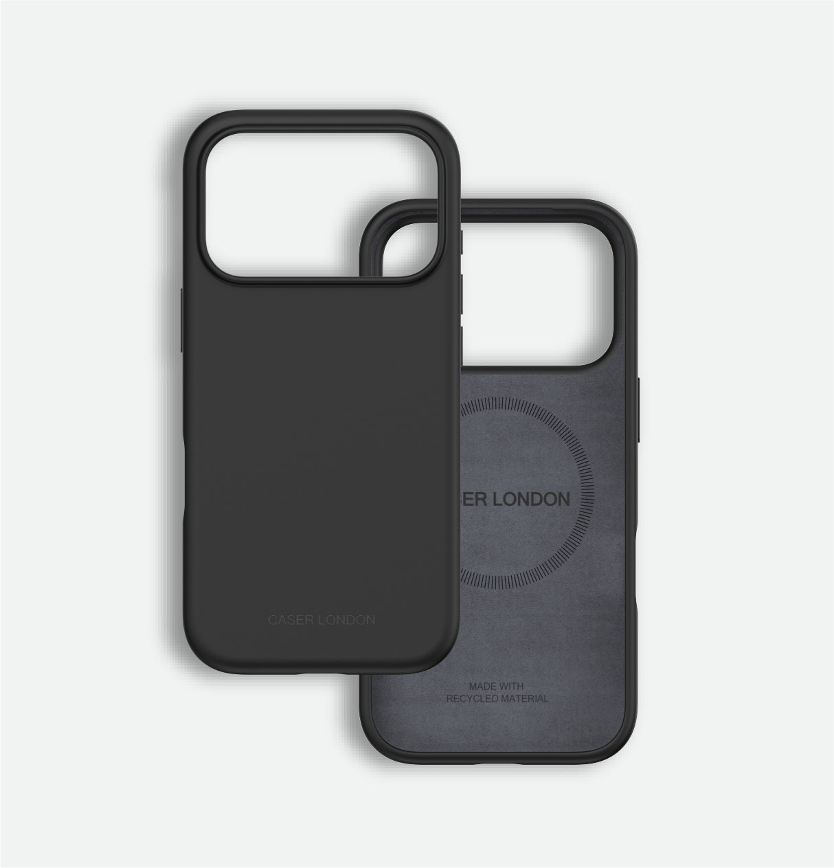 CASER LONDON black liquid silicone iphone 17 pro case with magafe charging ring