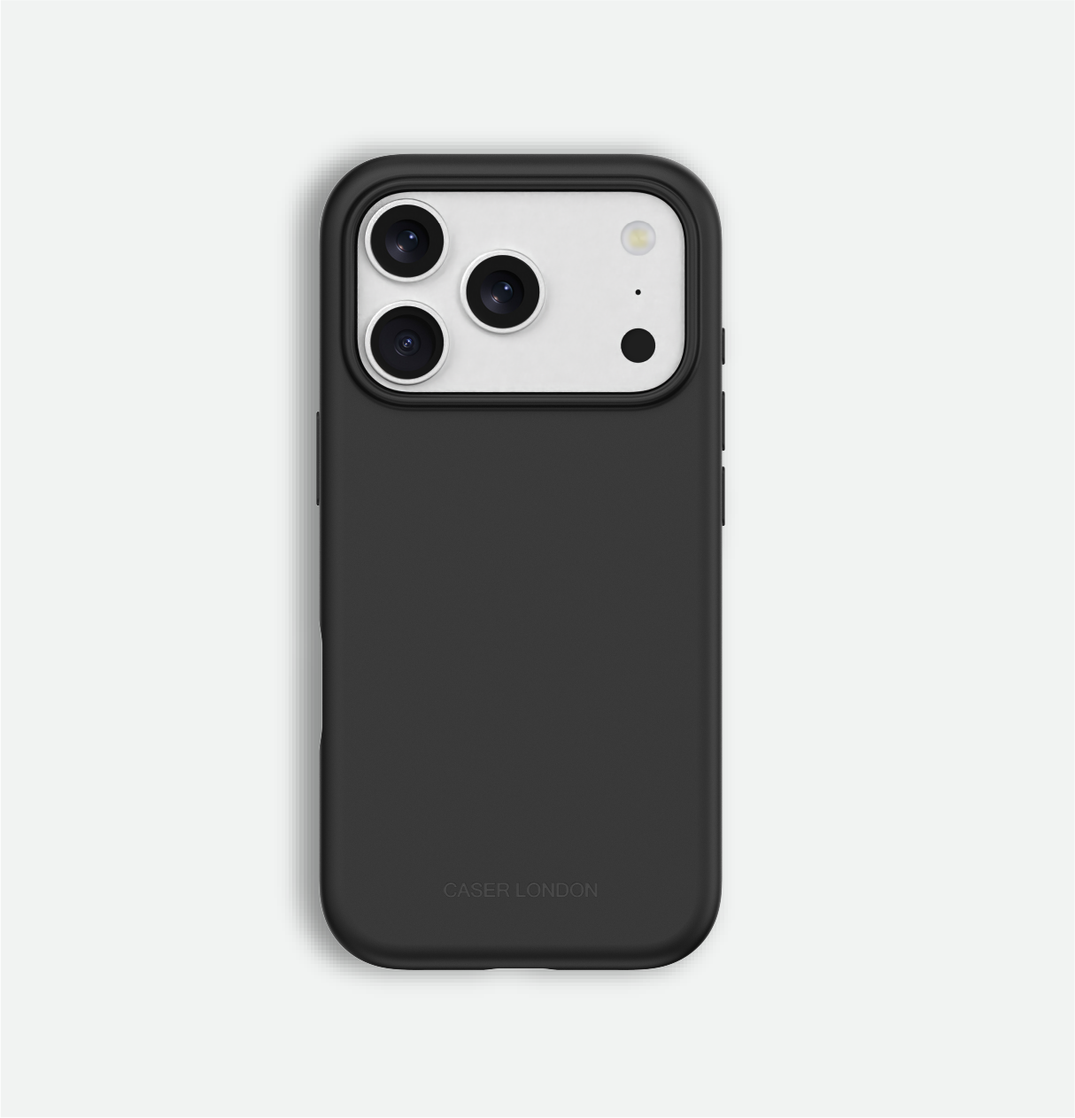 Black liquid silicone iphone 17 pro case with magafe charging ring on iPhone 17 pro