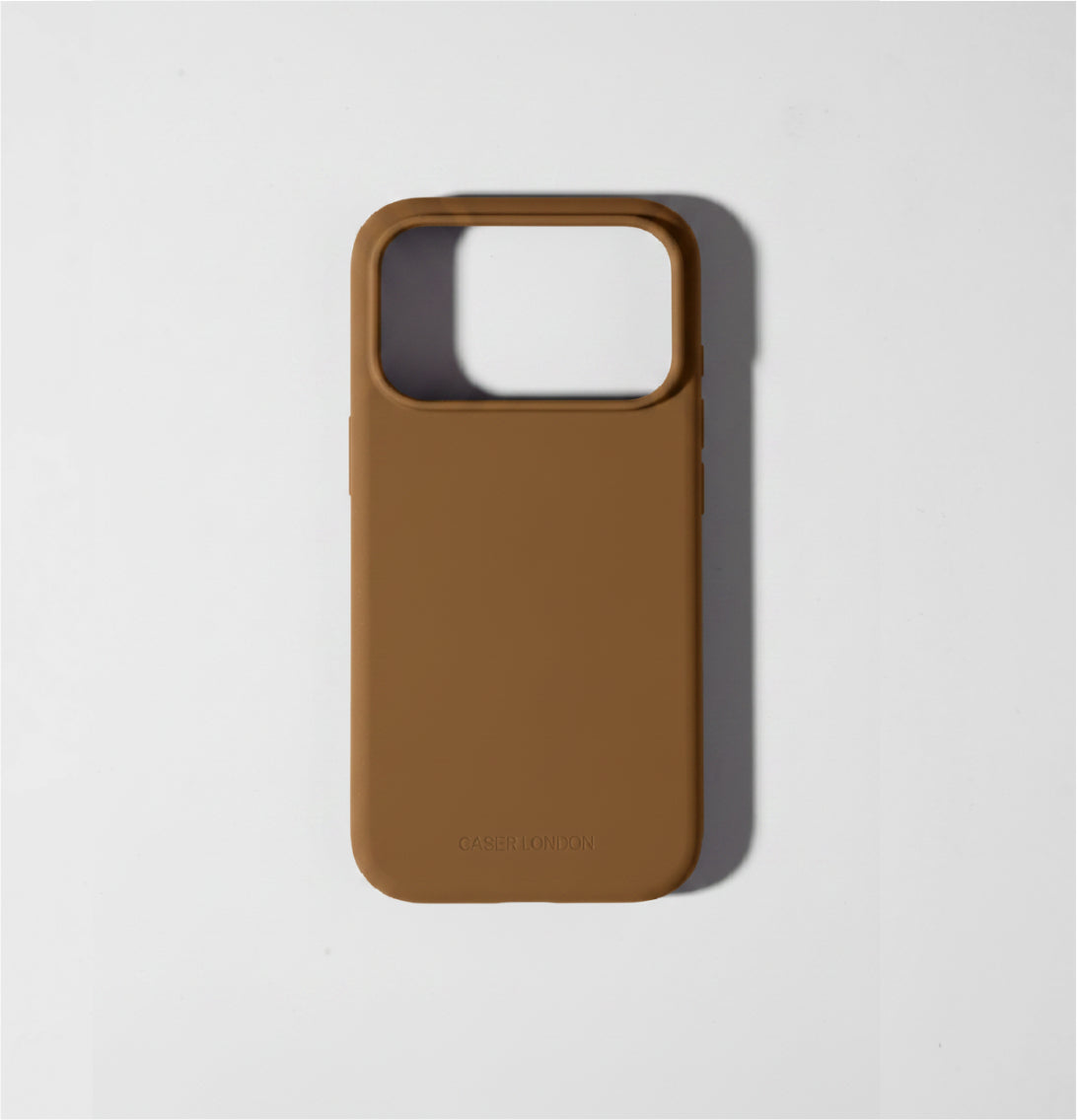 Dark Brown liquid silicone iPhone 17 pro case with MagSafe charging ring