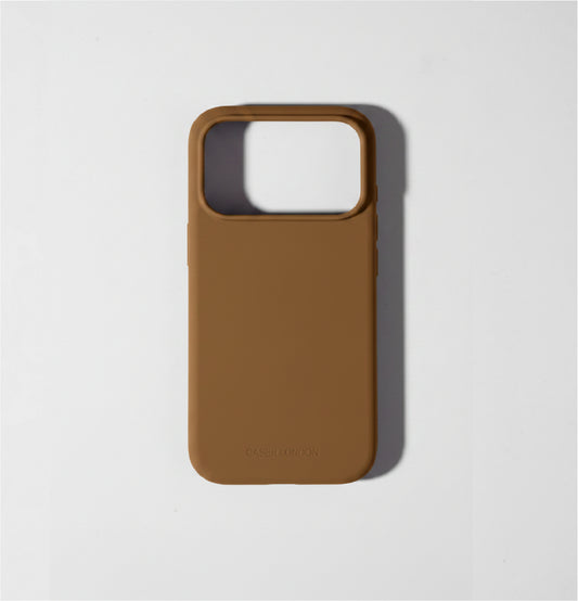 Dark Brown liquid silicone iPhone 17 pro case with MagSafe charging ring