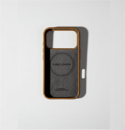 Dark Brown liquid silicone iPhone 17 pro case with MagSafe charging ring
