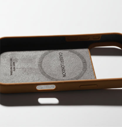 Dark brown liquid silicone iPhone 17 pro case with MagSafe charging ring