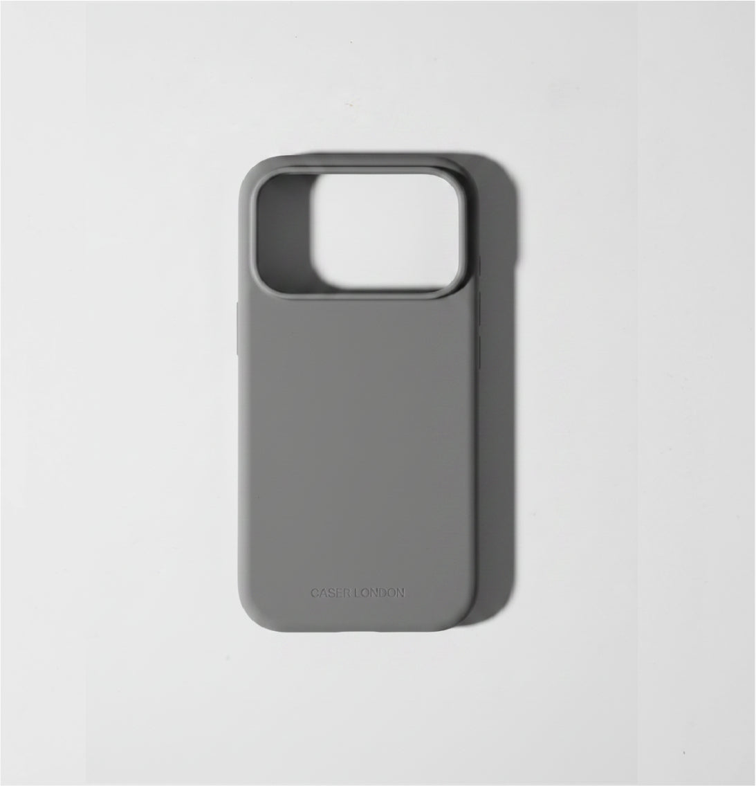 Grey liquid silicone iPhone 17 pro case with MagSafe charging ring