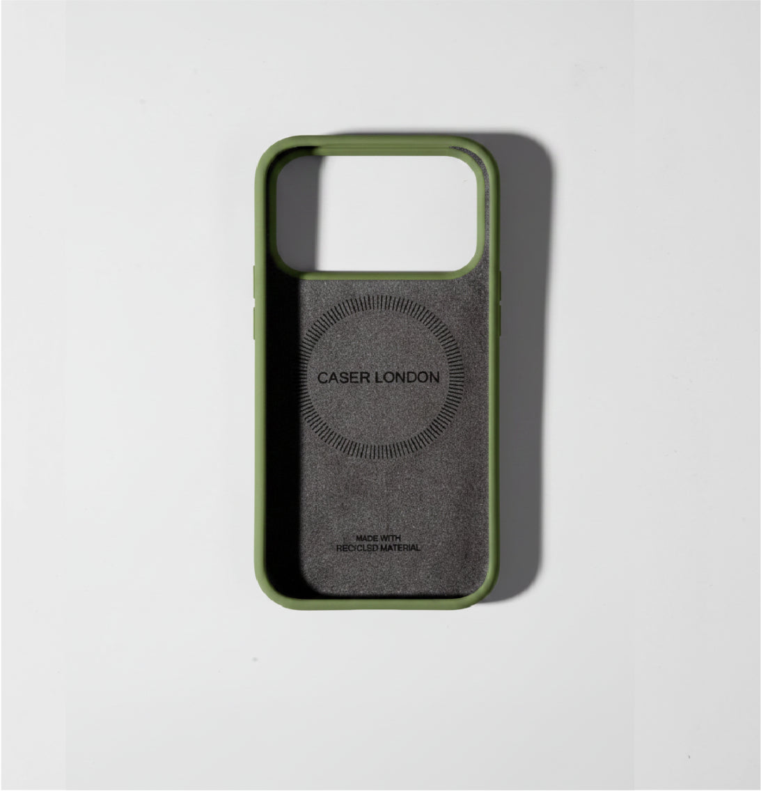 Green liquid silicone iphone 17 pro case with MagSafe charging ring
