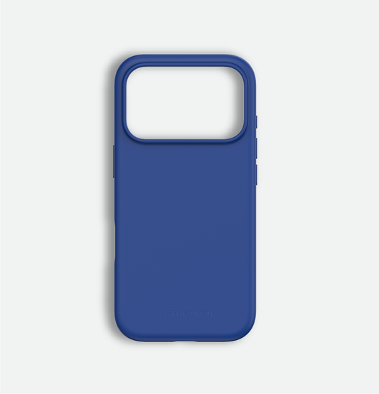 Blue liquid silicone iphone 17 pro case with magafe charging ring