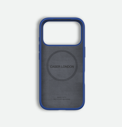 Blue liquid silicone iphone 17 pro case with magafe charging ring