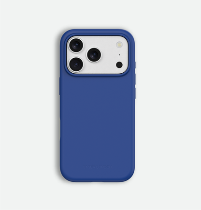 Blue liquid silicone iphone 17 pro case with magafe charging ring on iPhone 17 pro