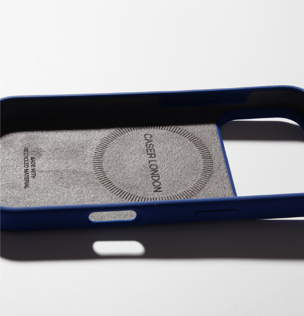Blue liquid silicone iphone 17 pro case with magafe charging ring