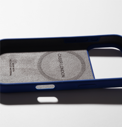 Blue liquid silicone iphone 17 pro case with magafe charging ring