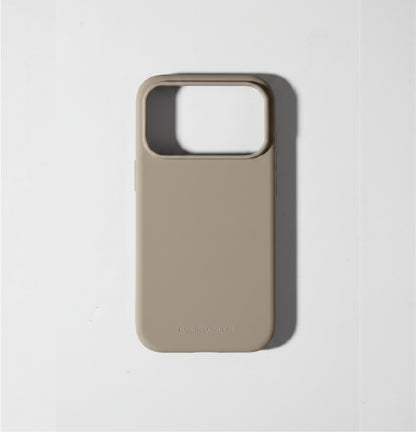 Light brown liquid silicone iPhone 17 pro case with MagSafe charging ring
