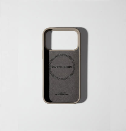 Light brown liquid silicone iPhone 17 pro case with MagSafe charging ring