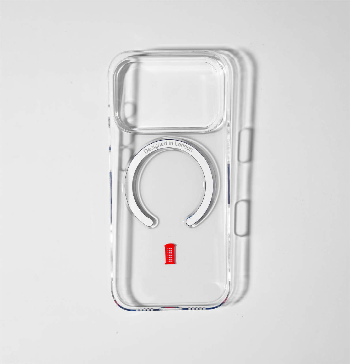 Clear_iphone_17_pro_case_with_telephone_box_icon_and_blue_magsafe_charging_ring